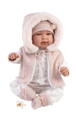 Llorens 84486 NEW BORN - realistická panenka miminko se zvuky a měkkým látkovým tělem - 44 cm