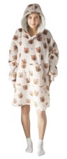Cozy Noxxiez CH372 Kapybara potisk - hřejivá televizní mikinová deka s kapucí pro teenagery a dospělé