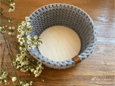 Háčkovaný košík - KULATÝ 21 x 11 cm