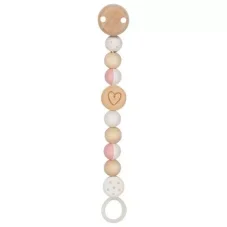 Goki Šňůrka na dudlík - korálky se srdcem, růžová