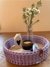 Háčkovaný košík - KULATÝ 26 x 6,5 cm