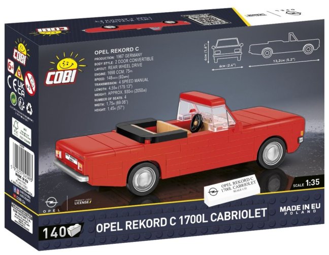 COBI 24599 Opel Rekord C 1700L kabriolet, 1:35, 140 k