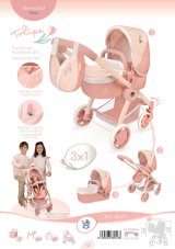 DeCuevas 80574 Skládací kočárek pro panenky 3 v 1 s taškou Tulipe 2025 - 70 cm