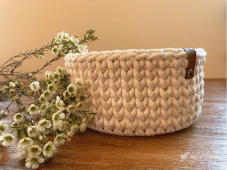 Háčkovaný košík - KULATÝ 22 x 11 cm