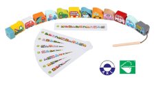 CUBIKA 14316 Navlékací dopravní prostředky - navlékací set - 13 dřevěných dílů a 8 předloh