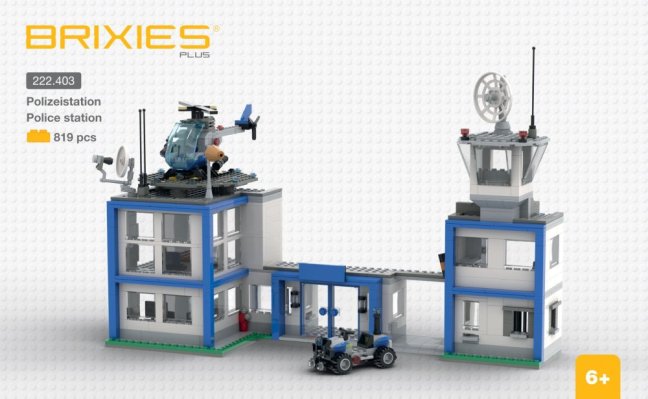 BRIXIES Plus 222.403 Policejní stanice s vrtulníkem a vozidlem, 819 k