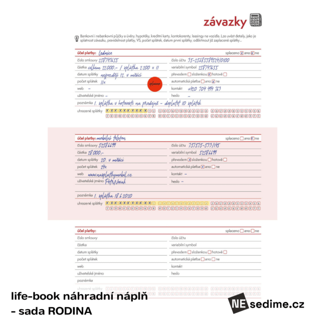 life-book náhradní náplň - sada RODINA (60 listů)