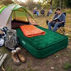 Dvouosobová nafukovací matrace NILS Camp NC2808 s vestavěnou pumpou zelená 200x145x35 cm