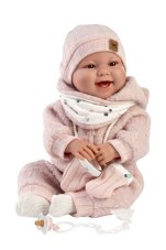 Llorens 84480 NEW BORN - realistická panenka miminko se zvuky a měkkým látkovým tělem - 44 cm
