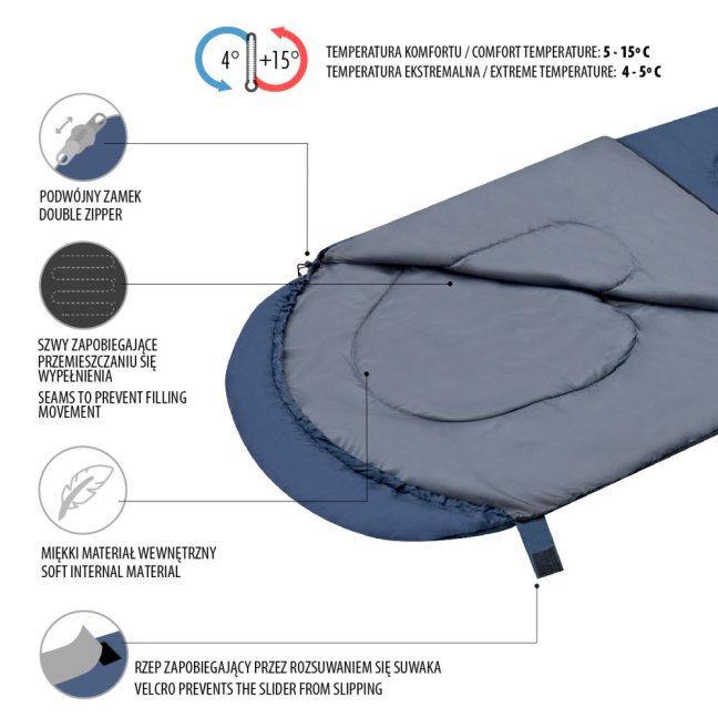 Spací pytel NILS Camp NC2107 modro-šedý