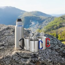 Kempingový hrnek NILS Camp NC17110 s karabinou 300ml červený