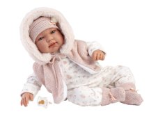 Llorens 84486 NEW BORN - realistická panenka miminko se zvuky a měkkým látkovým tělem - 44 cm