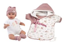 Llorens 63650 NEW BORN - realistická panenka miminko se zvuky a měkkým látkovým tělem - 36 cm