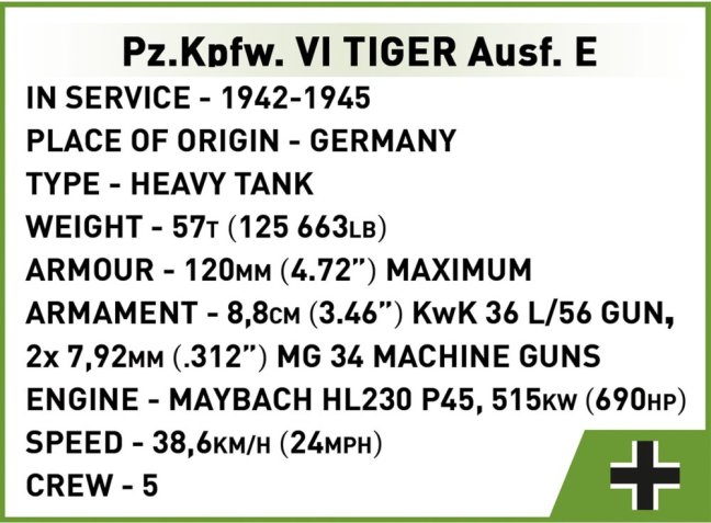 COBI 2735 II WW Pz.Kpfw. VI Tiger Ausf. E, 2v1, 1:48, 422 k