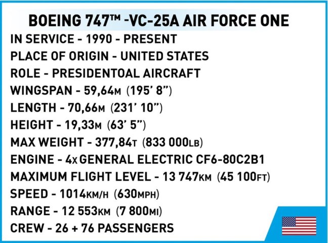 COBI 26610 Boeing 747 Air Force One, 1:144, 1087 k