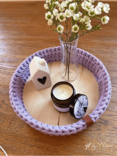 Háčkovaný košík - KULATÝ 26 x 6,5 cm