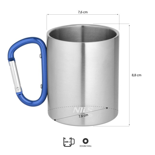 Kempingový hrnek NILS Camp NC17110 s karabinou 300ml modrý