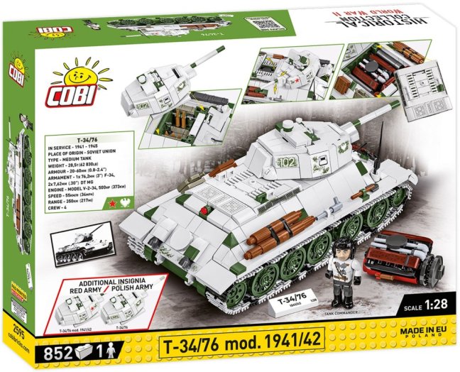 COBI 2595 II WW T-34/76 mod. 1941/42, 1:28, 852 k, 1 f