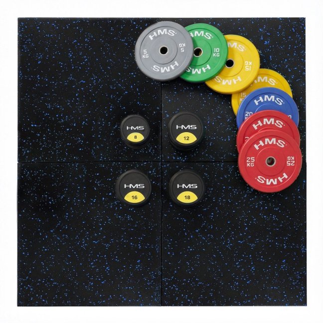 Gumová fitness podlaha AbiFloor POS15 černá / modrá - 2. jakost