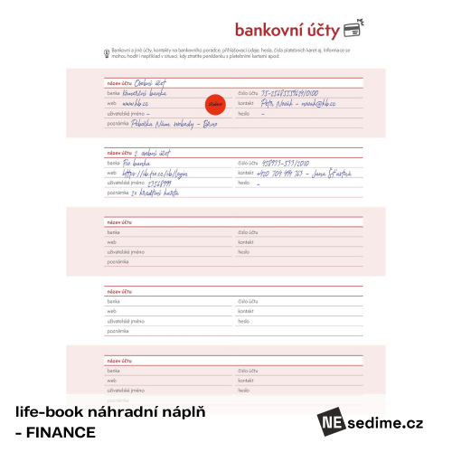 life-book náhradní náplň - FINANCE (20 listů)