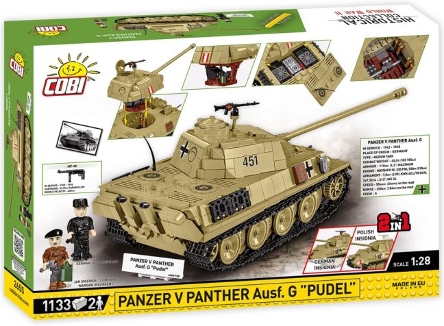 COBI 2655 II WW Panzer V Panther Ausf. G "Pudel", 1:28, 1133 k, 2 f