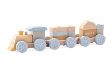 CUBIKA Pastel 15900 Duhový vláček s dvěma vagony - dřevěná skládačka 15 dílů