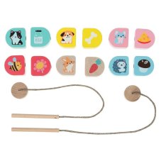 CUBIKA 15566 Co jíme - navlékací set - 14 dřevěných dílů