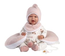 Llorens 74104 NEW BORN - realistická panenka miminko se zvuky a měkkým látkovým tělem - 42 cm