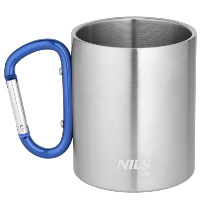 Kempingový hrnek NILS Camp NC17110 s karabinou 300ml modrý