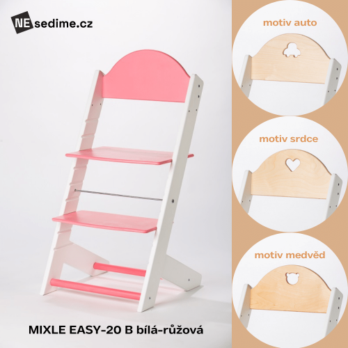Rostoucí židle MIXLE EASY-20 B - Vybraná barva pro rostoucí židli MIXLE typu B: bílá/přírodní