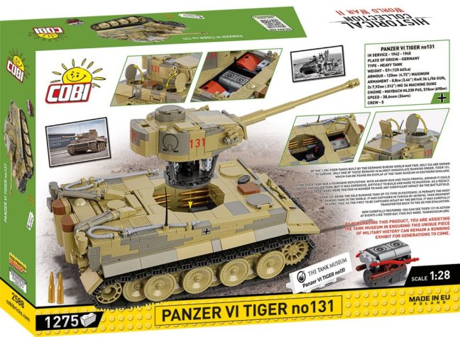 COBI 2588 II WW PzKpfw VI Tiger I no 131, 1:28, 1270 k