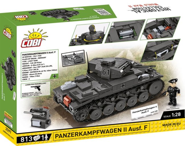 COBI 2597 II WW Panzerkampfwagen II Ausf. F, 1:28, 813 k, 1 f