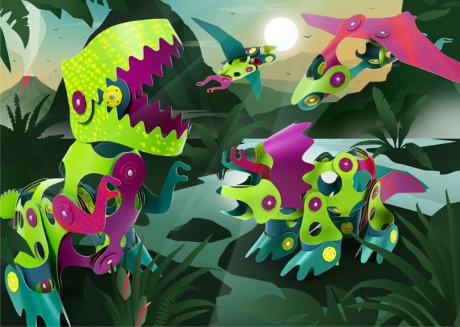 CLIXO Dino Adventure - magnetická stavebnice 36 kusů