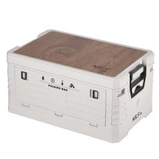 Skládací box NILS Camp NCB4002 2v1 s víkem a dřevěnou deskou 32L béžový