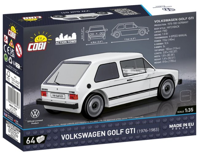 COBI 24614 Volkswagen Golf GTI 1976, 1:35, 64 k