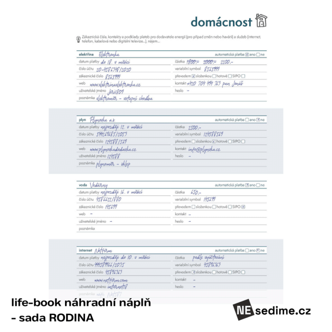 life-book náhradní náplň - sada RODINA (60 listů)