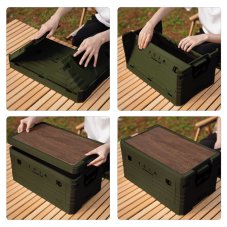 Skládací box NILS Camp NCB4002 2v1 s víkem a dřevěnou deskou 32L zelený