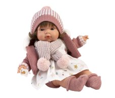 Llorens 38574 LOLA - realistická panenka se zvuky a měkkým látkovým tělem - 38 cm