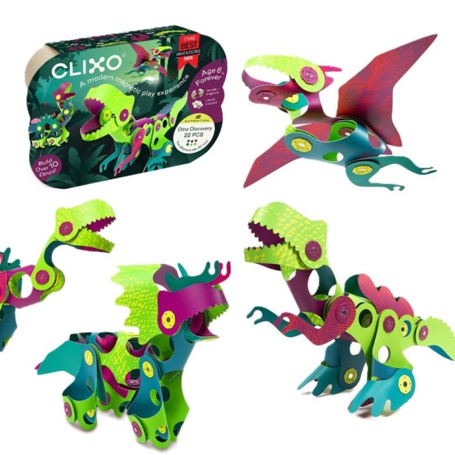 CLIXO Dino Discovery - magnetická stavebnice 22 kusů