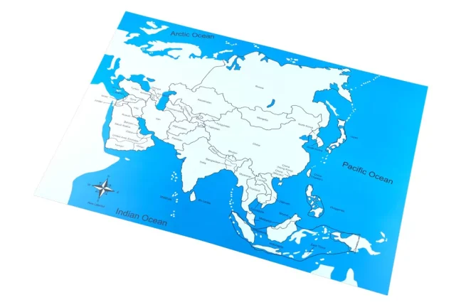 Kontrolní mapa - Asie Nová - s popisky