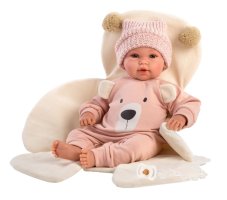 Llorens 63644 NEW BORN - realistická panenka miminko se zvuky a měkkým látkovým tělem - 36 cm