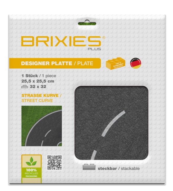 BRIXIES Plus 225.006 Designová podložka na stavění - zatáčka 25,5 x 25,5 cm
