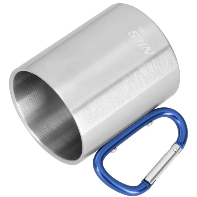 Kempingový hrnek NILS Camp NC17110 s karabinou 300ml modrý