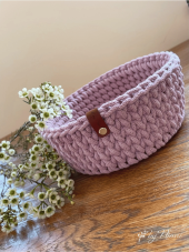 Háčkovaný košík - KULATÝ 23 x 9,5 cm