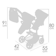 DeCuevas 90875 Skládací kočárek pro dvojčata panenky s taškou Sophie 2025 - 91 cm