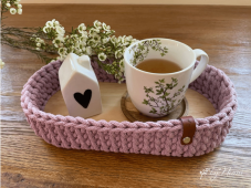 Háčkovaný košík - OVÁL 31 x 16 x 6,5 cm