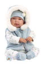 Llorens 84485 NEW BORN - realistická panenka miminko se zvuky a měkkým látkovým tělem - 44 cm