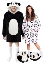 Cozy Noxxiez CH367 Panda - hřejivá televizní mikinová deka s kapucí pro teenagery a dospělé