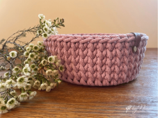 Háčkovaný košík - KULATÝ 23 x 9,5 cm