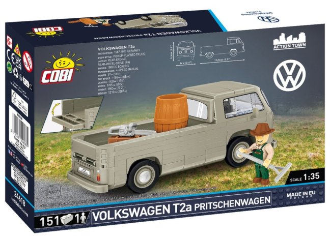 COBI 24618 Volkswagen T2a Pritschenwagen, 1:35, 151 k, 1 f
